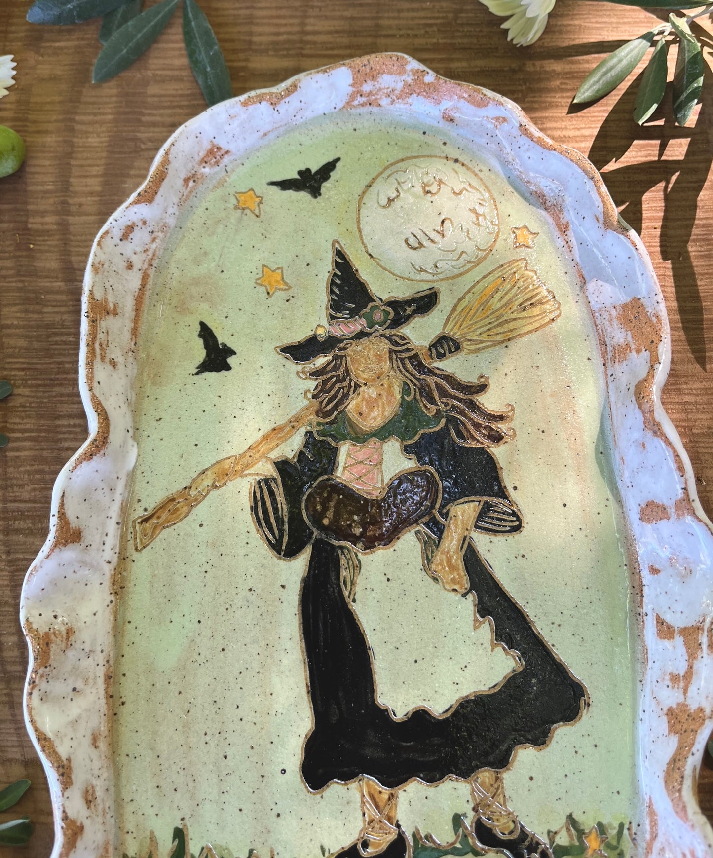 Autumn Witch Tray - Ceramic Tray 11.25"