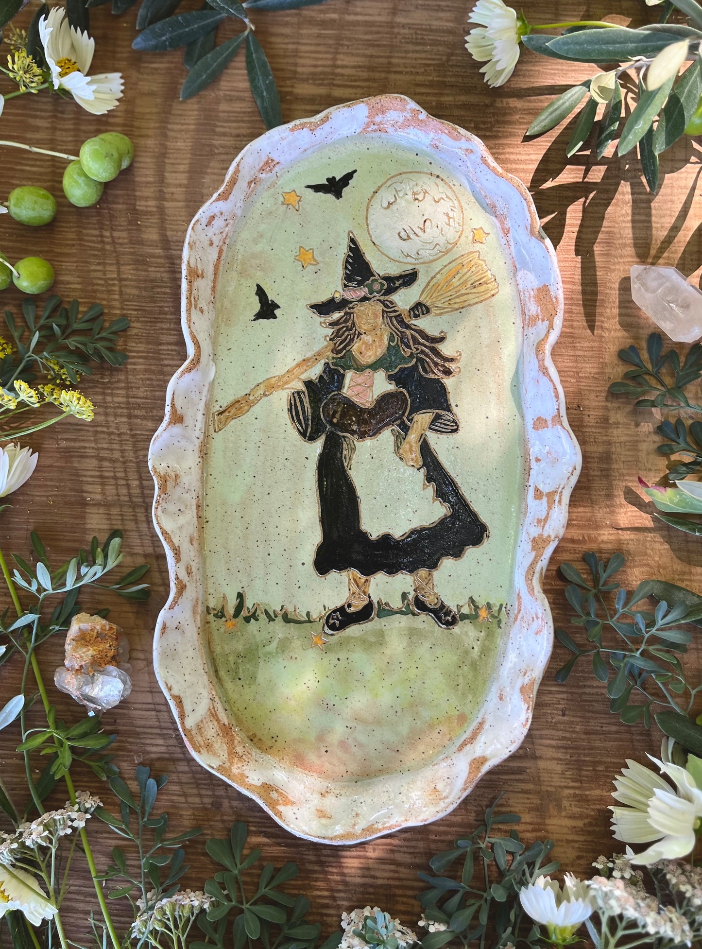 Autumn Witch Tray - Ceramic Tray 11.25"