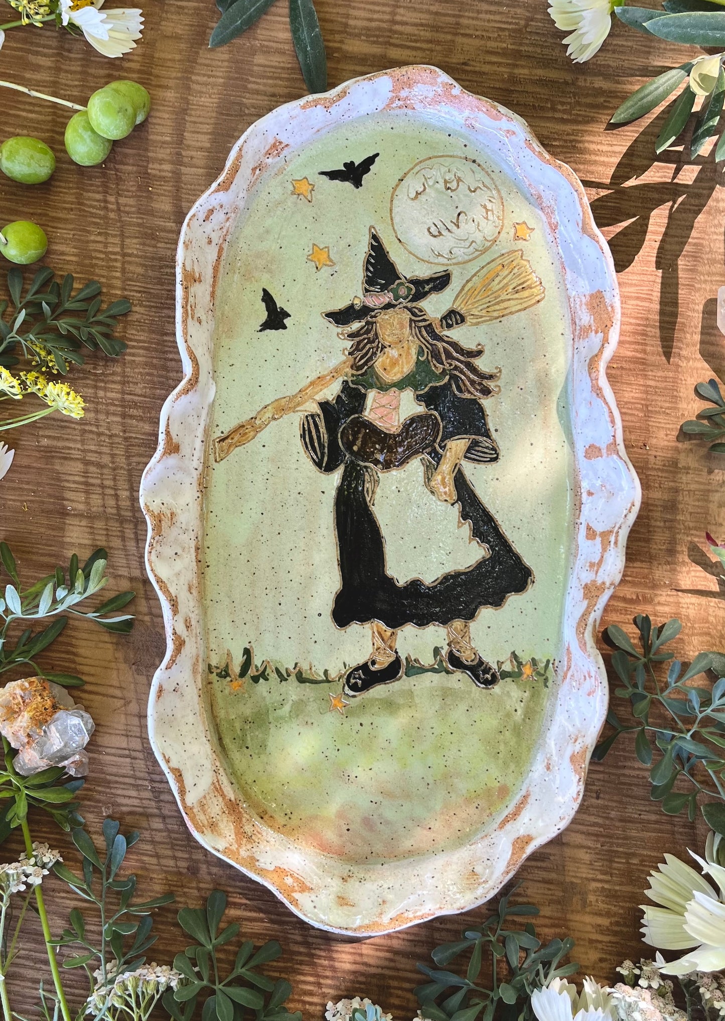 Autumn Witch Tray - Ceramic Tray 11.25"