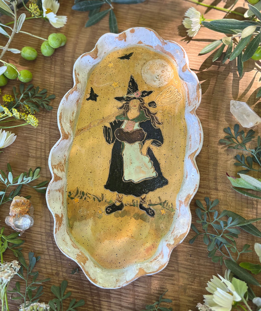 Autumn Witch Tray - Ceramic Tray 11.25"