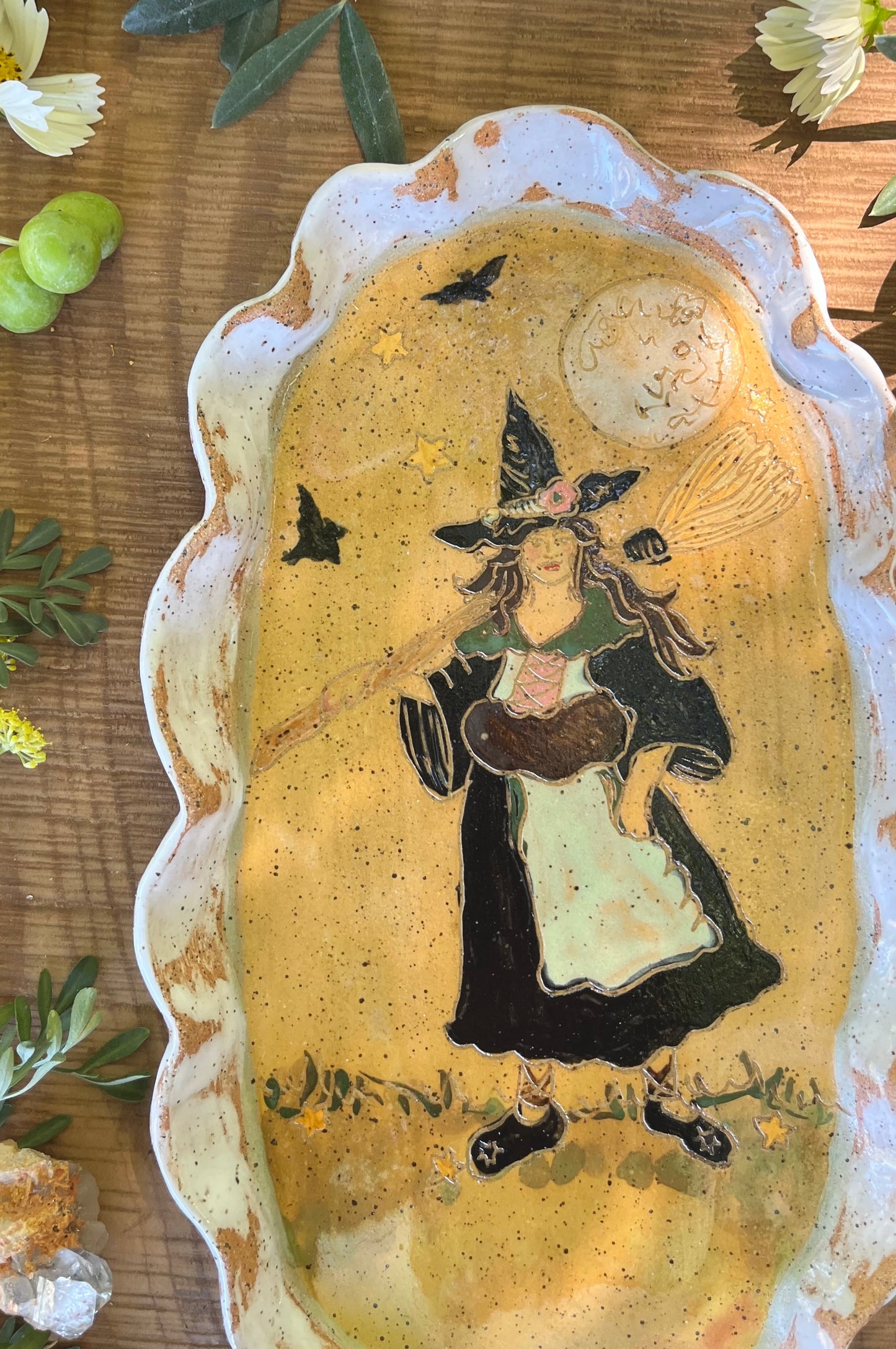 Autumn Witch Tray - Ceramic Tray 11.25"
