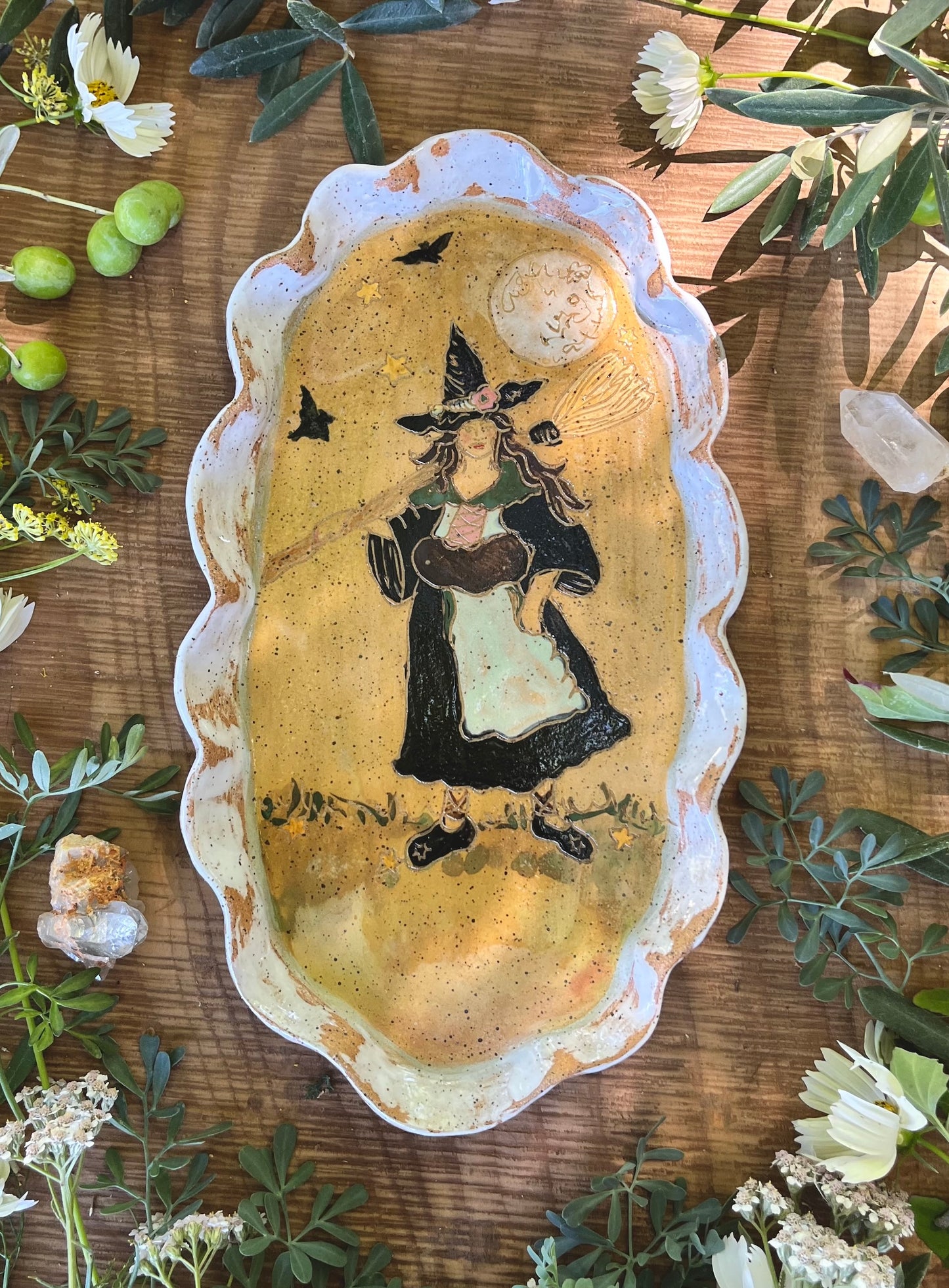 Autumn Witch Tray - Ceramic Tray 11.25"