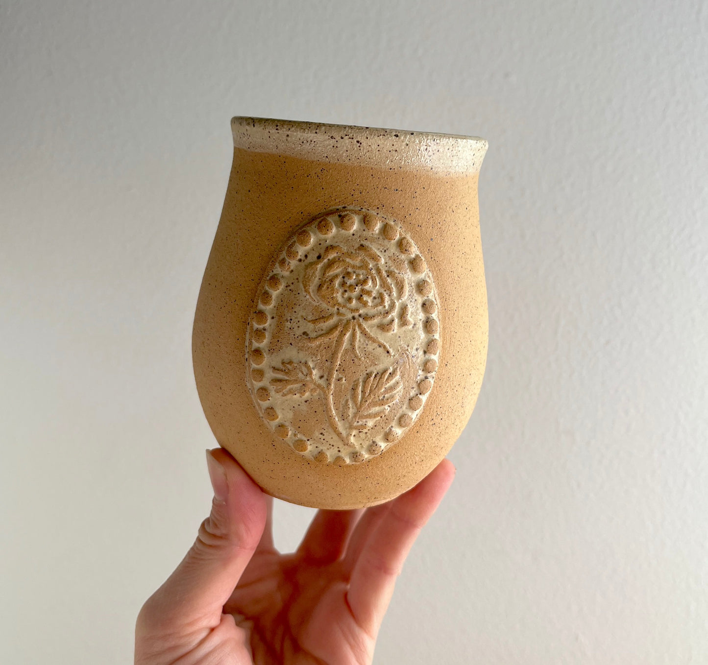Country Rose Tumbler - Handmade Ceramic Cup