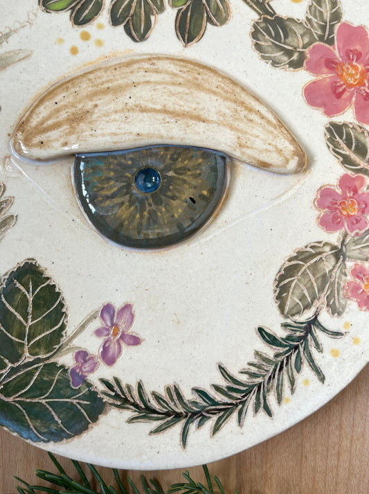 Eye of Protection Ceramic Wall Sculpture 9"