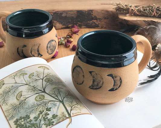 Brown and Black Moon Mug - Handmade Ceramic Mug