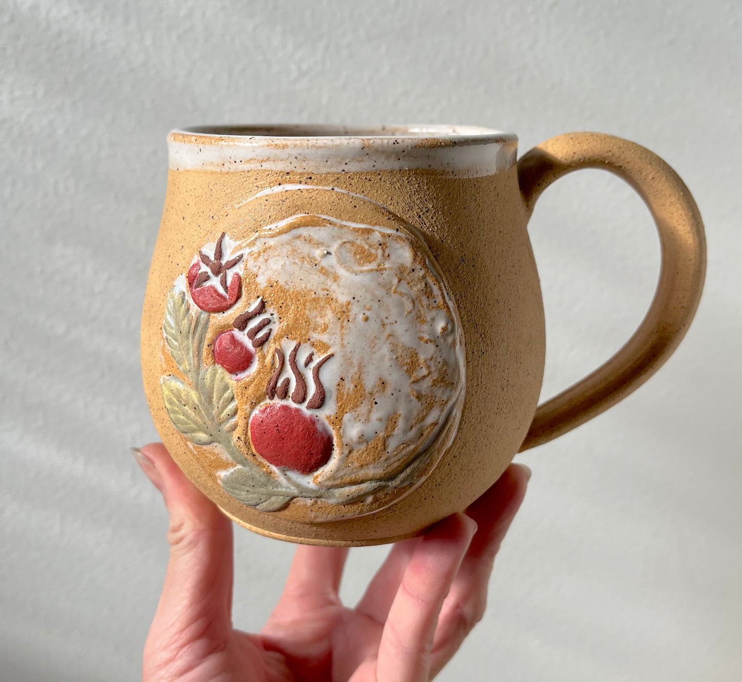 Winter Rose Hips Mug - Handmade Ceramic Mug