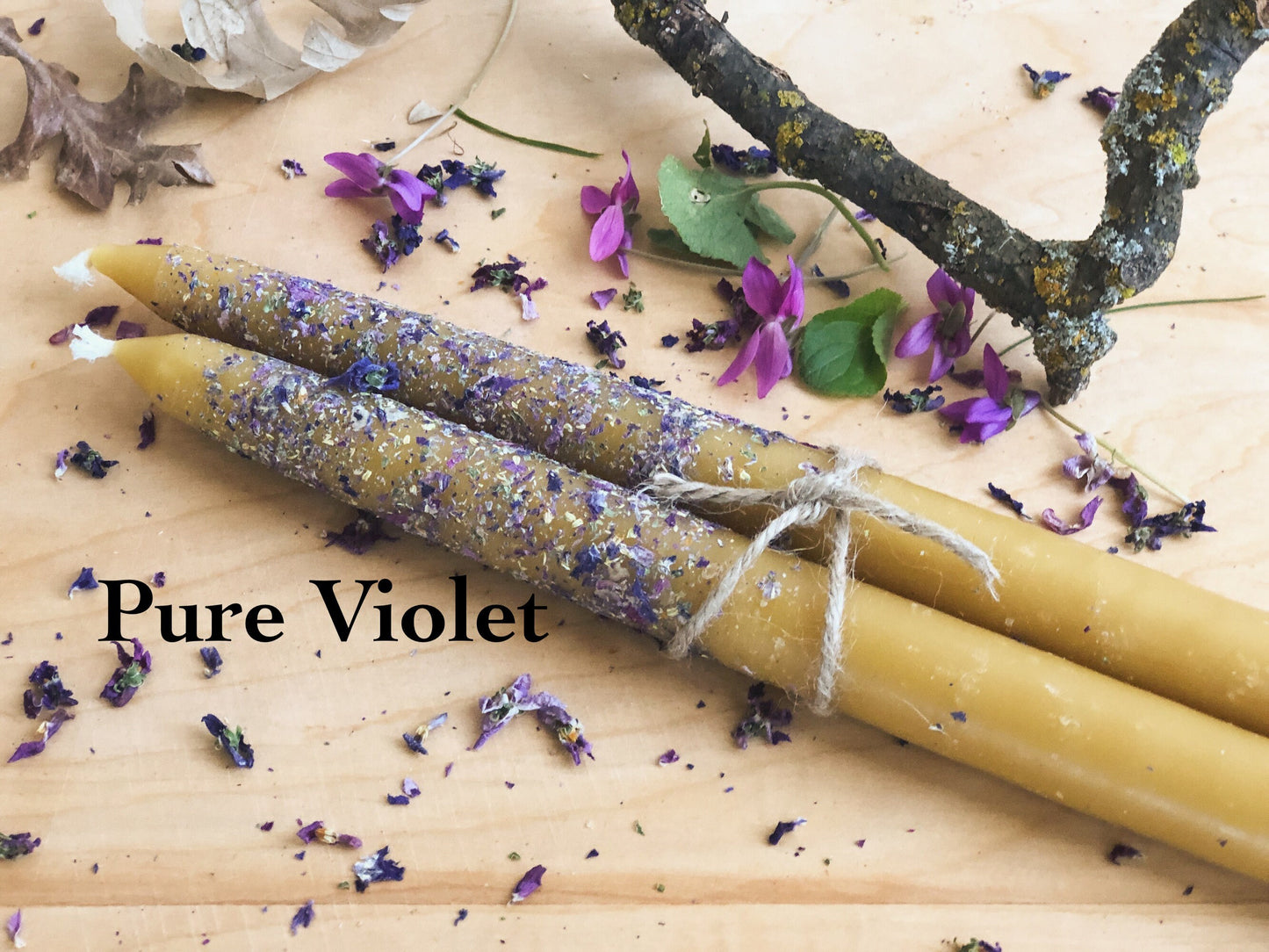 2 Taper Candles - Herbal Beeswax Candles 7/8" x 11.5"